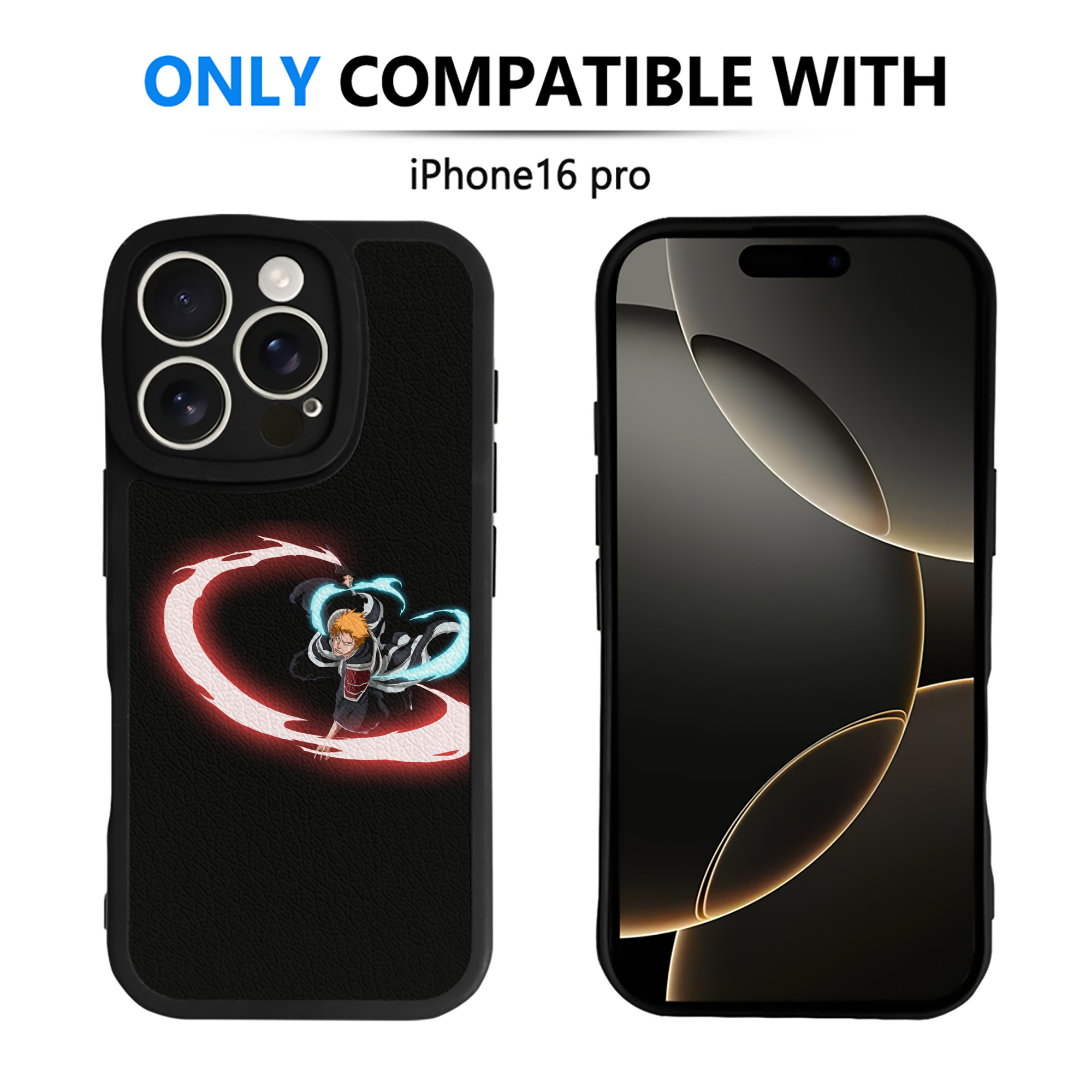 ブリーチ 黒崎一護（くろさき いちご）BLEACH Kurosaki Ichigo 【iPhone 16シリーズ対応】シリコンスマホケース（レザー調） 材質：シリコン